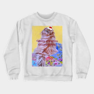 Merry Christmas Glamour Puss! Patchwork Quilt and Cat Watercolour Crewneck Sweatshirt